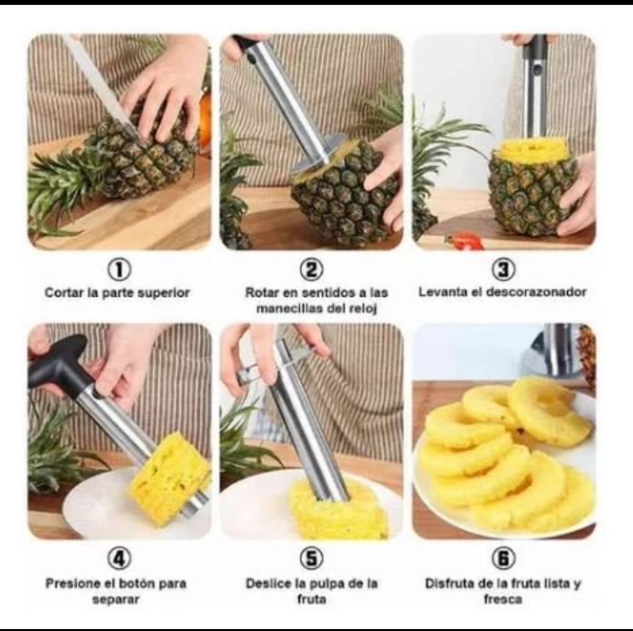 Pelador y Descorazonador de Piña – ¡Corta y Sirve en Segundos!🍍