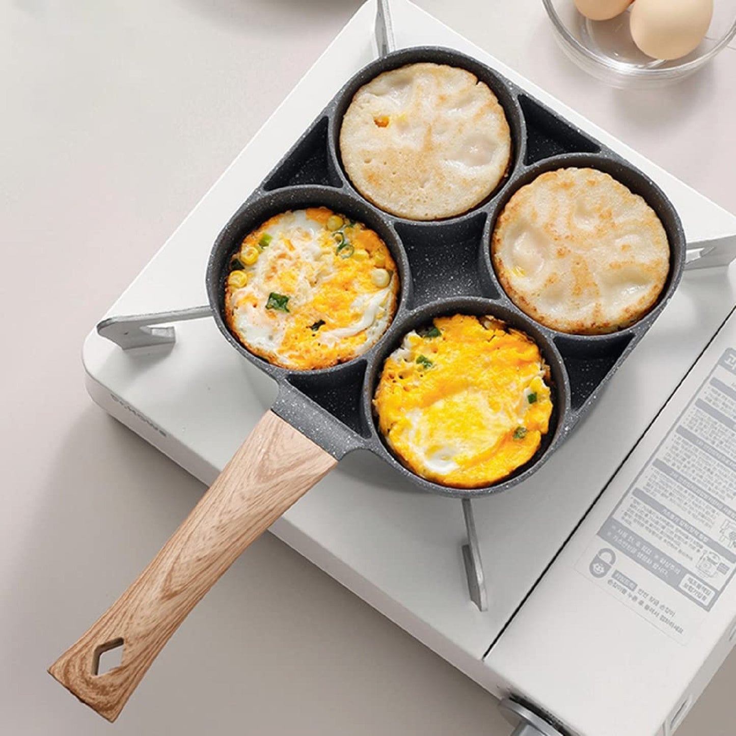 🍳 Sartén Antiadherente 4 Puestos – Cocina Más en Menos Tiempo