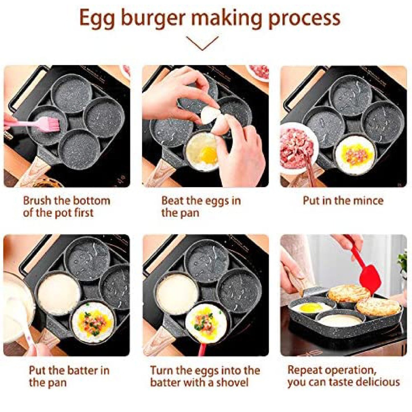 🍳 Sartén Antiadherente 4 Puestos – Cocina Más en Menos Tiempo
